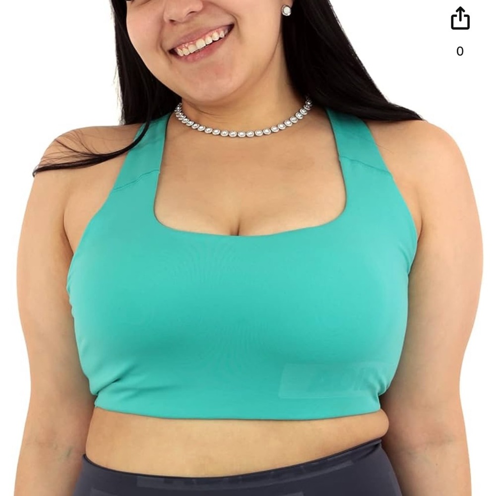 Adidas Aeroready Racerback Medium Support Bra Size XL (A-C) Blue Teal, Turquoise